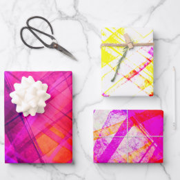 Abstract Ombre Plaid Purple Orange Wrapping Paper Sheet