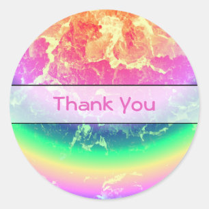 Abstract - On Fire with Rainbow Colours Thank You Classic Round Sticker