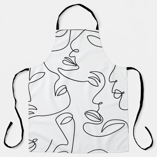Abstract One Line Face Pattern Apron (Front)
