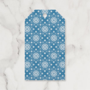 Abstract openwork floral pattern in light blue col gift tags