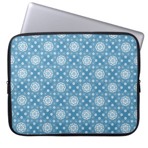 Abstract openwork floral pattern in light blue col laptop sleeve