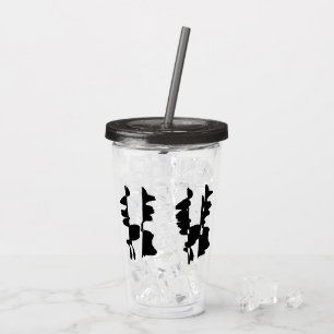 Abstract Optical Faces Straw Tumbler