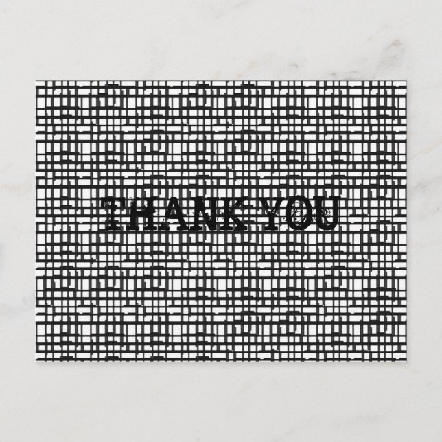 Abstract Optical Grid Thank You Postcards (Front)