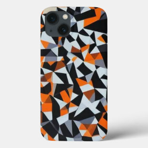 Abstract Orange and Black Geometric Art iPhone 13 Case