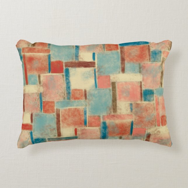 Abstract Orange and Brown Geometric Decorative Cushion (Front)