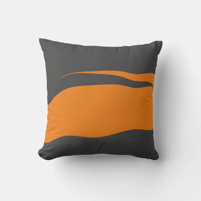 Abstract Orange and Dark Grey Wavy Cushion (Front)