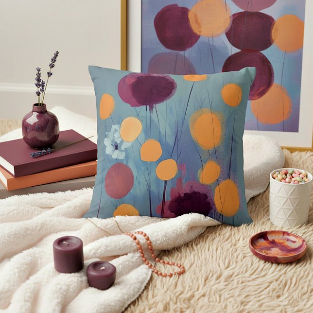 Abstract orange and pink flowers  cushion (Creator Uploaded)
