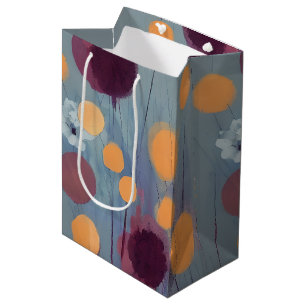Abstract orange and pink flowers medium gift bag