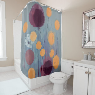 Abstract orange and pink flowers shower curtain