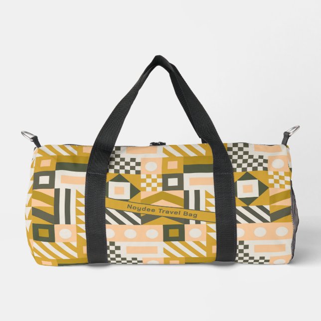 Abstract Orange and Pink Geometric Duffle Bag (Front)