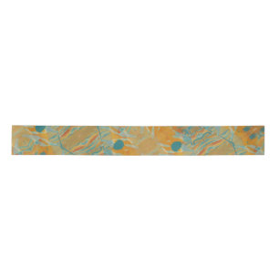 abstract orange and teal  satin ribbon