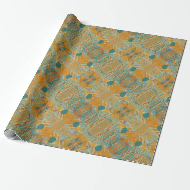 abstract orange and teal wrapping paper (Unrolled)