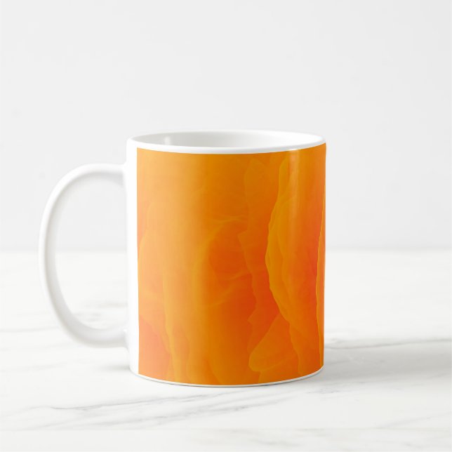 Abstract orange background colourful coffee mug (Left)