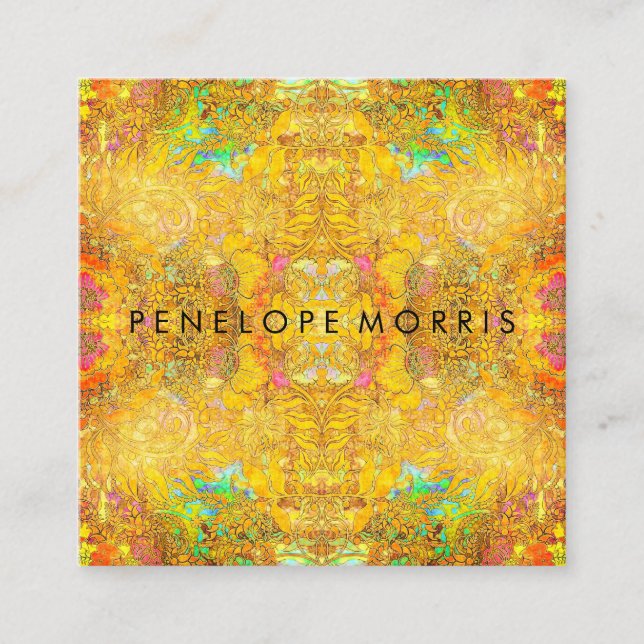 Abstract Orange Beauty Stylist  Square Business Card (Front)