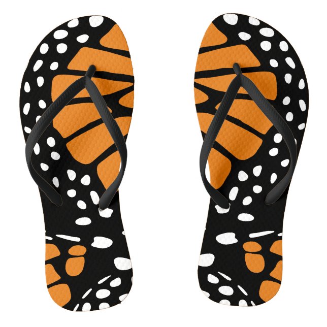 Abstract Orange & Black Monarch Butterfly Jandals (Footbed)
