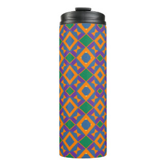 Abstract Orange Blue Purple Pattern with Diamonds Thermal Tumbler