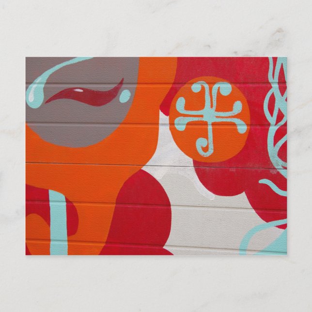 Abstract Orange Blue Red Art Design Postcard (Front)