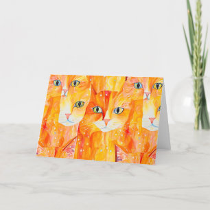 Abstract orange cat thank you card