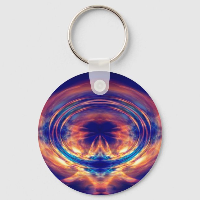 Abstract orange fire key ring (Front)