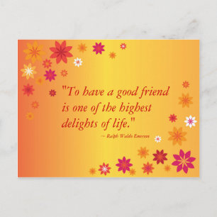 Abstract Orange Flowers Friendshp Postcard