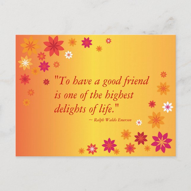 Abstract Orange Flowers Friendshp Postcard (Front)