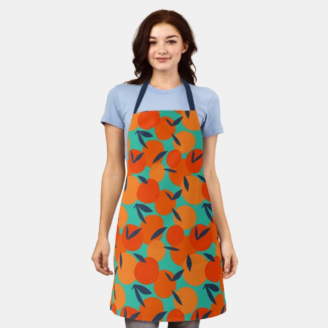 Abstract Orange Fruit Pattern Apron (Worn)