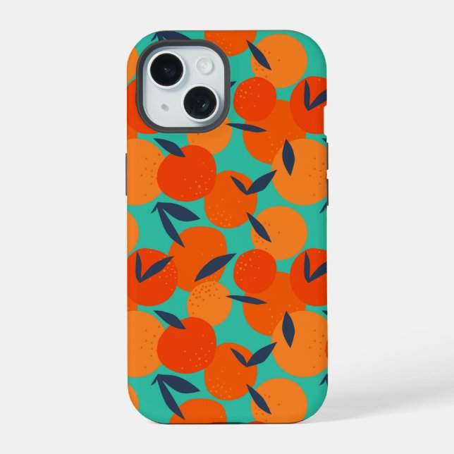 Abstract Orange Fruit Pattern iPhone 15 Case (Back)