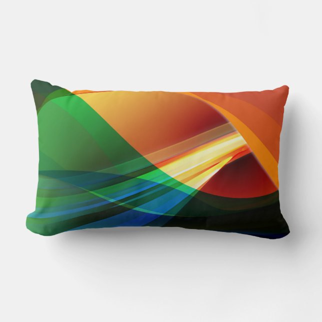 Abstract Orange Green Lumbar Cushion (Front)