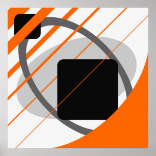 Abstract Orange Grey Off-White Black AP0002 Poster