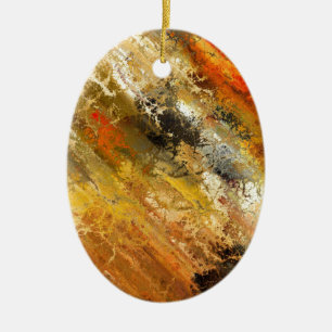 Abstract Orange Grunge Design Ceramic Tree Decoration