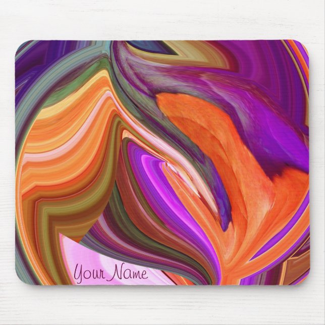 Abstract Orange Leaf Art Mousepad *personalise* (Front)