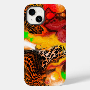 Abstract Orange Lime Digital Pour Painting   Case-Mate iPhone 14 Case