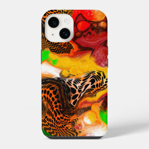 Abstract Orange Lime Digital Pour Painting iPhone 14 Case