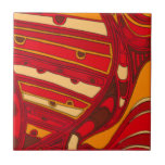Abstract Orange Panels Tile<br><div class="desc">A surrealist dream,  these brightly coloured abstract orange panels look like melted wax flowing through a canvas. A Jennifer Goldberger creation,  this work is amazing in its imaginative use of colour and lines. Order yours today!</div>
