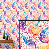Abstract Orange Purple Blue Floral Paisley 