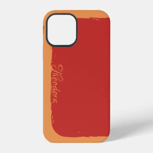 Abstract Orange Red and White Text iPhone 12 Case