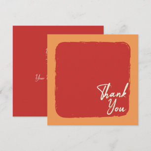 Abstract Orange Red and White Text Thank You Card