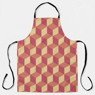 Abstract Orange Red Cube Pattern Apron