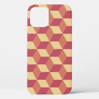 Abstract Orange Red Cube Pattern iPhone 12 Case