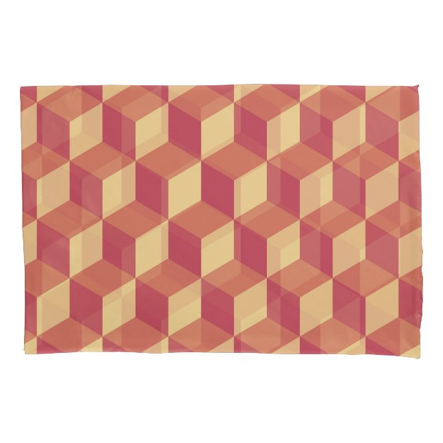 Abstract Orange Red Cube Pattern Pillowcase (Front)