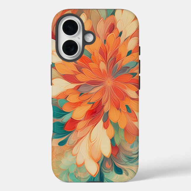 Abstract Orange, Red, Yellow, Teal Pattern Case-Mate iPhone Case (Back)