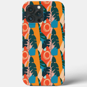 Abstract Orange Summer Tropical Leaves  iPhone 13 Pro Max Case