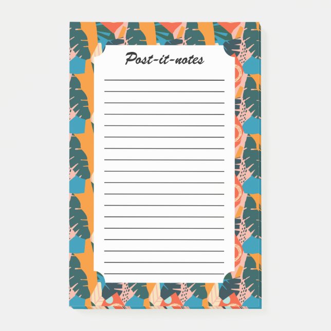 Abstract Orange Summer Tropical Leaves  Post-it Notes (Front)