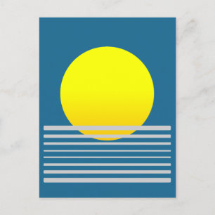 Abstract Orange Sun and Sea Landscape Holiday Postcard