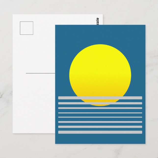 Abstract Orange Sun and Sea Landscape Postcard (Front/Back)