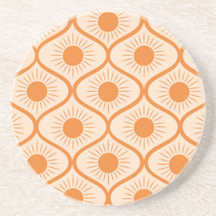 Abstract Orange Sun on Mid Century Ogee  Coaster