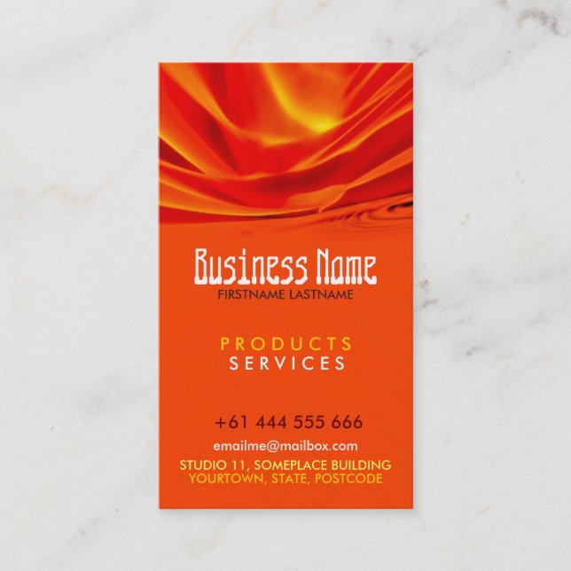 Abstract Orange Vertical Business Card (Front)