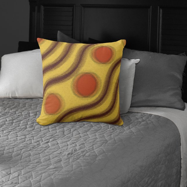 Abstract Orange Yellow & Brown Throw Pillow (Creator Uploaded)