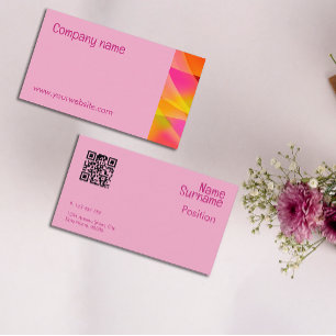 Abstract orange yellow fuchsia QR Business Card