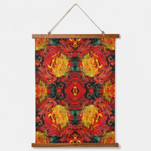 Abstract Orange Yellow Green Pattern     Hanging Tapestry